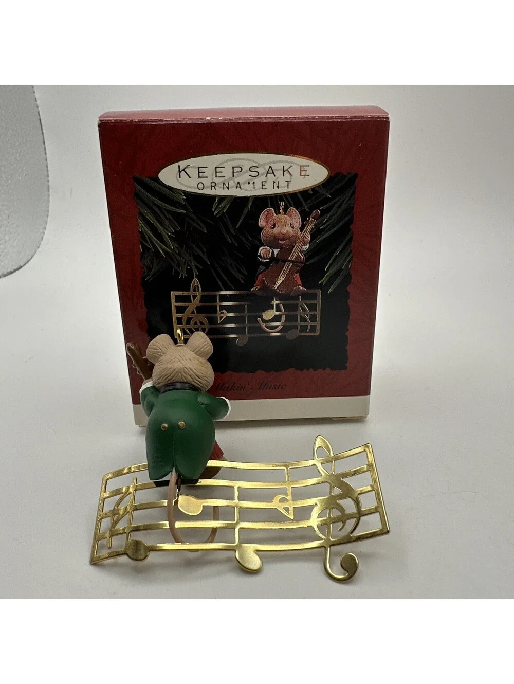 1993 Hallmark Keepsake Ornament Makin Music Brass  Mouse Playing Cello Violin